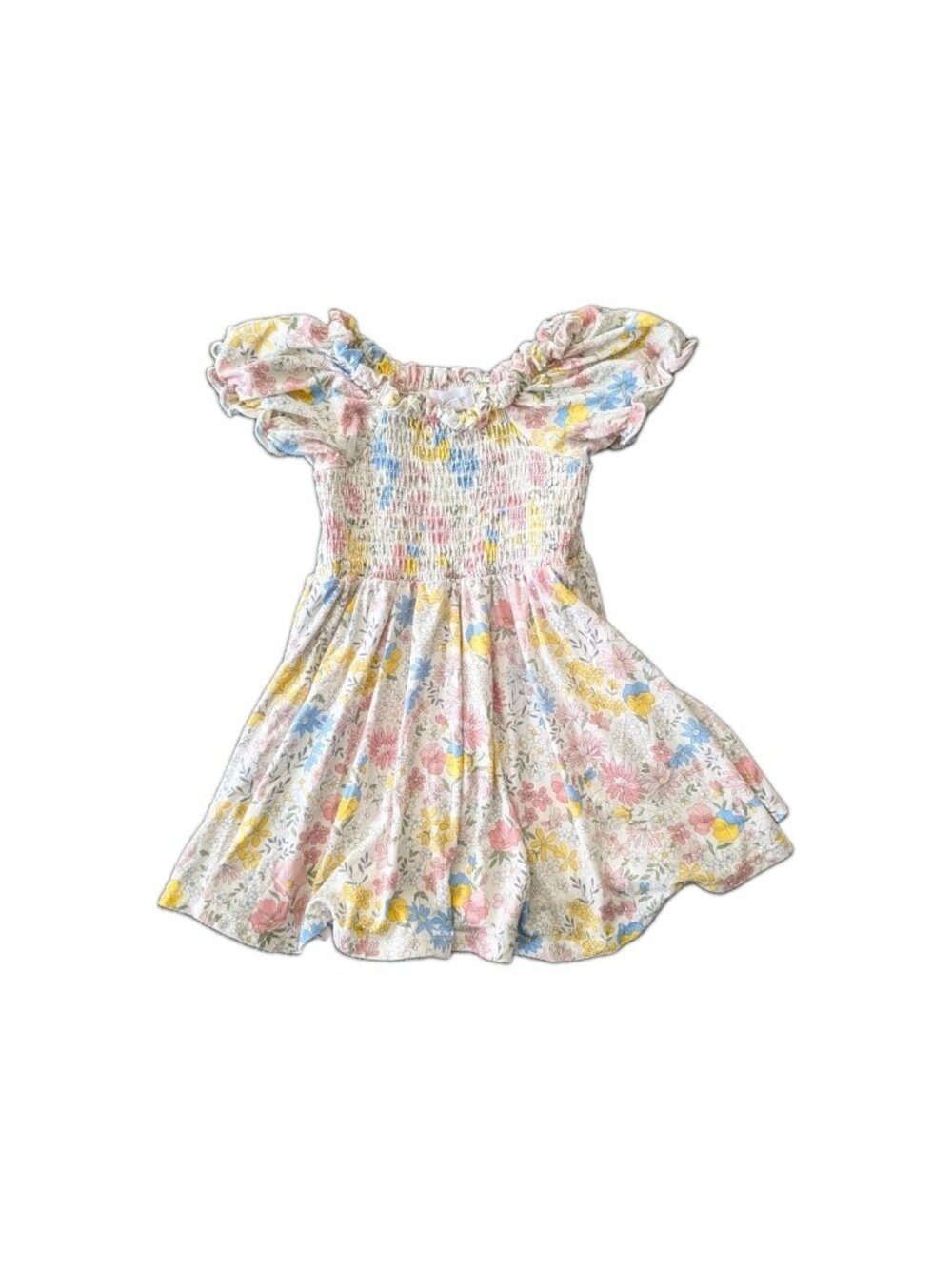 Angel Dear Bamboo Dress 12-18M Georgia Floral Smocked Puff Sleeve Cottagecore